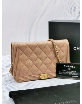 (RAYA SALE) CHANEL QUILTED BOY WALLET ON CHAIN -FULL SET-