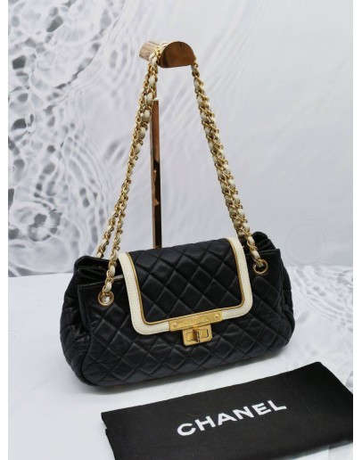 (RAYA SALE) CHANEL EAST WEST MADEMOISELLE ACCORDIN QUILTED LAMBSKIN LEATHER FLAP BAG 