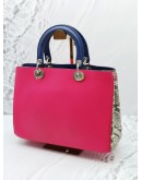 (RAYA SALE) CHRISTIAN DIOR TRICOLOR LEATHER & PYTHON LARGE DIORISSIMO TOTE BAG WITH STRAP