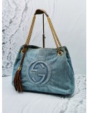 (RAYA SALE) GUCCI BLUE DENIM MEDIUM SOHO BAG