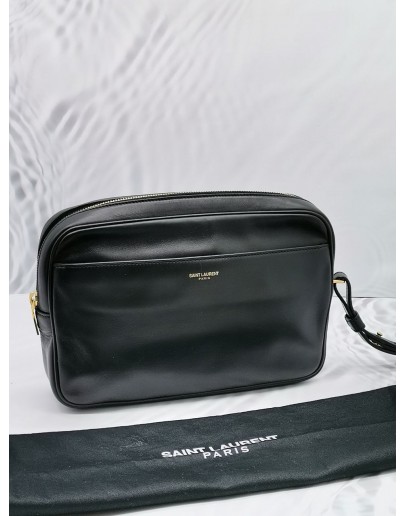 YSL SAINT LAURENT BLACK LEATHER CLUTCH