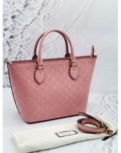 GUCCI CONVERTIBLE GUCCISSIMA LEATHER PINK TOTE BAG