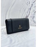 AIGNER EMBOSSED CALFSKIN LEATHER LONG FLAP WALLET