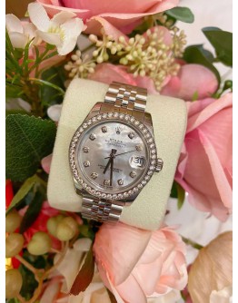 ROLEX LADY-DATEJUST REF 178384 MOTHER OF PEARL DIAMOND DIAL 31MM AUTOMATIC YEAR 2018 WATCH -FULL SET-