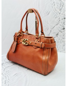 GUCCI COPPER LEATHER WITH GG LOGO RUNNING TOTE BAG