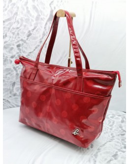 AGNES B RED PATENT LEATHER TOTE BAG