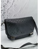 GUCCI BLACK GG IMPRIME MONOGRAM FLAP MESSENGER BAG