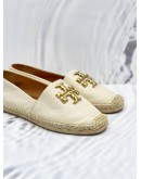 TORY BURCH ELEANOR CALFSKIN LEATHER ESPADRILLES SIZE 7M