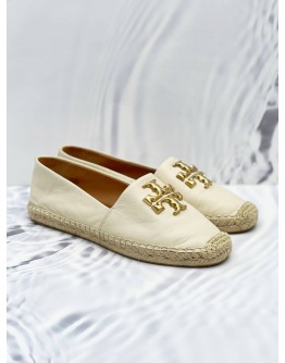 TORY BURCH ELEANOR CALFSKIN LEATHER ESPADRILLES SIZE 7M