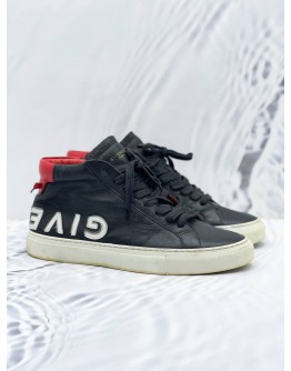 GIVENCHY REVERSE LOGO CALFSKIN LEATHER MEDIUM TOP SNEAKERS SIZE 41