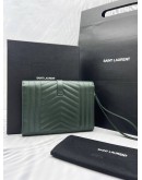 YSL SAINT LAURENT MONOGRAM ENVELOPE GRAINED CALFSKIN LEATHER CLUTCH -FULL SET-