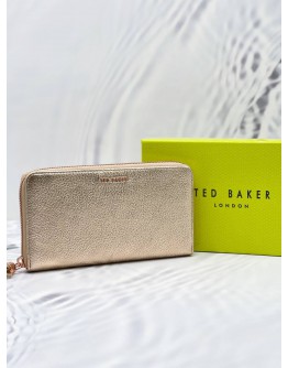 (BRAND NEW) TED BAKER METALLIC PEBBLED LEATHER LONG ZIPPY WALLET