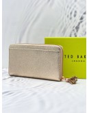 (BRAND NEW) TED BAKER METALLIC PEBBLED LEATHER LONG ZIPPY WALLET