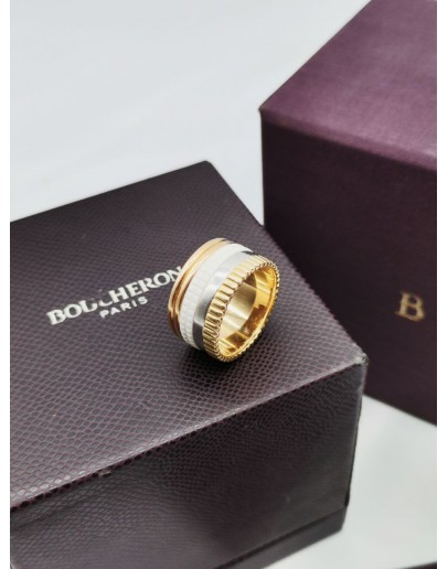 BOUCHERON 18K YELLOW, ROSE & WHITE GOLD CLASSIQUE LARGE RING -FULL SET-