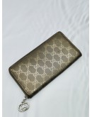 GUCCI OLIVE GREEN GG GUCCISSIMA COATED CANVAS ZIP AROUND LONG WALLET