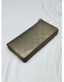 GUCCI OLIVE GREEN GG GUCCISSIMA COATED CANVAS ZIP AROUND LONG WALLET