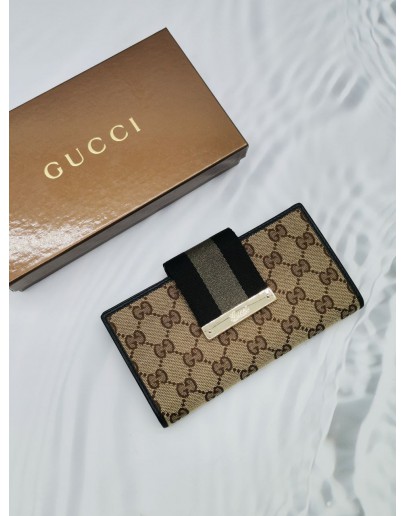 GUCCI GG CANVAS WEB CONTINENTAL LONG WALLET