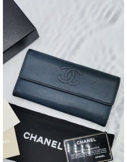 CHANEL CC CAVIAR LEATHER LONG WALLET -FULL SET-