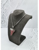 GIVENCHY SILVER SHARK TOOTH PENDANT NECKLACE IN RED