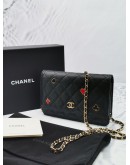 (MICROCHIP) 2023 CHANEL CAVIAR LEATHER WALLET ON CHAIN GHW -FULL SET-