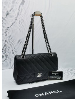 CHANEL CLASSIC MEDIUM DOUBLE FLAP BAG IN CAVIAR LEATHER SHW