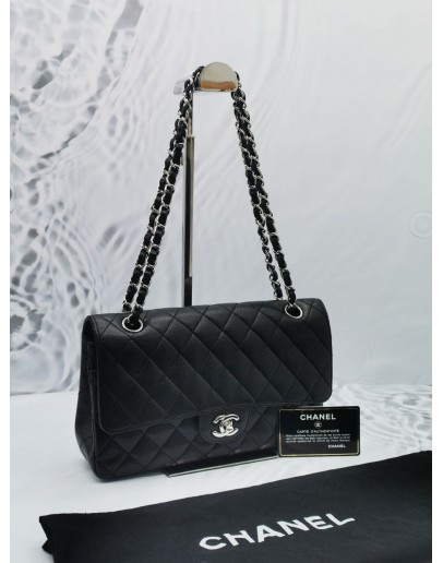 CHANEL CLASSIC MEDIUM DOUBLE FLAP BAG IN CAVIAR LEATHER SHW