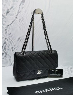 CHANEL CLASSIC MEDIUM DOUBLE FLAP BAG IN CAVIAR LEATHER SHW