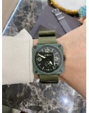 BELL & ROSS BRS-98 LIMITED GREEN REF BRS-98-CK 39MM QUARTZ YEAR 2016 WATCH -FULL SET-