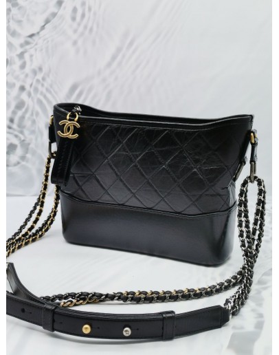 (MICROCHIP) CHANEL GABRILLE QUILTED AGED CALFKSIN MEDIUM BAG
