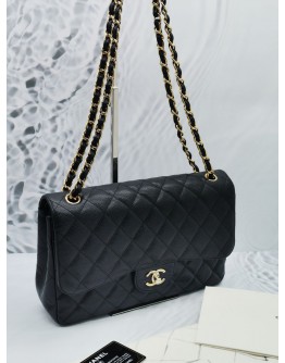 CHANEL CLASSIC DOUBLE FLAP CAVIAR LEATHER BAG GHW
