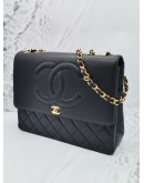 CHANEL VINTAGE MAXI CC FLAP LAMBSKIN SHOULDER CHAIN BAG GHW