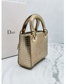 CHRISTIAN DIOR MINI LADY DIOR METALLIC LEATHER WITH CHAIN -FULL SET-