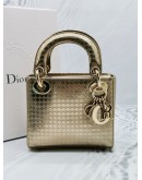 CHRISTIAN DIOR MINI LADY DIOR METALLIC LEATHER WITH CHAIN -FULL SET-