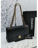 CHANEL CLASSIC MEDIUM DOUBLE FLAP BAG IN CAVIAR LEATHER GHW -FULL SET-