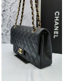 CHANEL CLASSIC MEDIUM DOUBLE FLAP BAG IN CAVIAR LEATHER GHW -FULL SET-