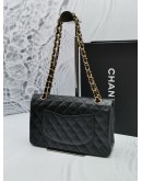 CHANEL CLASSIC MEDIUM DOUBLE FLAP BAG IN CAVIAR LEATHER GHW -FULL SET-