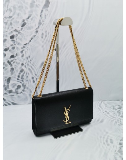 YSL SAINT LAURENT MEDIUM EMBOSSED LEATHER KATE CHAIN BAG GHW