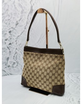 GUCCI GG CANVAS WITH LEATHER SHOULDER BAG