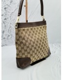 GUCCI GG CANVAS WITH LEATHER SHOULDER BAG