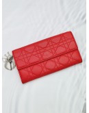 CHRISTIAN DIOR QUILTED CANNAGE LEATHER LONG WALLET