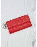 CHRISTIAN DIOR QUILTED CANNAGE LEATHER LONG WALLET