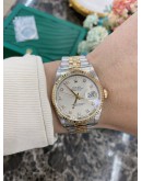 ROLEX OYSTER PERPETUAL DATEJUST 18K YELLOW GOLD DIAMOND DIAL REF 16233 36MM AUTOMATIC UNISEX WATCH