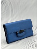 GUCCI BLUE LEATHER BAMBOO WALLET