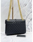 YSL YVES SAINT LAURENT MEDIUM ENVELOPE MATELASSE GRAIN DE POUDRE EMBOSSED LEATHER CHAIN BAG