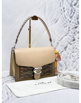 COACH TABBY SHOULDER BAG IN COLOR-BLOCK WITH SNAKESKIN DETAIL
