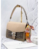 COACH TABBY SHOULDER BAG IN COLOR-BLOCK WITH SNAKESKIN DETAIL