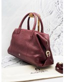 AIGNER PEBBLED LEATHER TOP HANDLE BAG WITH STRAP