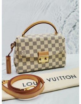 Louis Vuitton White Damier Azur Croisette Leather Cloth ref