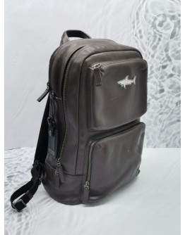 TUMI BROWN LEATHER BACKPACK