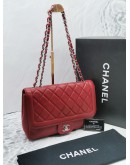 CHANEL LAMBSKIN LEATHER SINGLE FLAP BAG SHW -FULL SET-